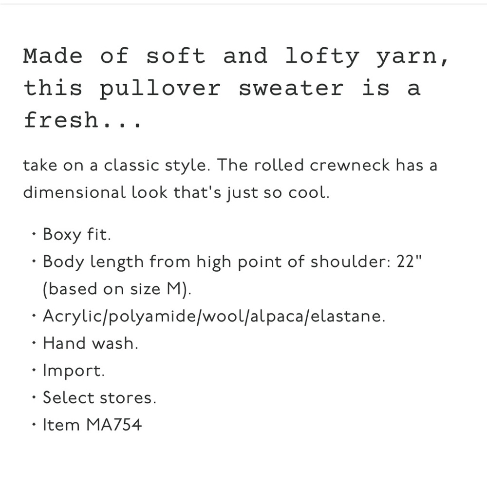 Madewell Fulton Pullover Sweater XXS - Picture 4 of 4